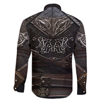 Viking Warrior Armor Family Matching Off Shoulder Long Sleeve Dress and Hawaiian Shirt Fenrir Wolf Symbol - Wonder Print Shop