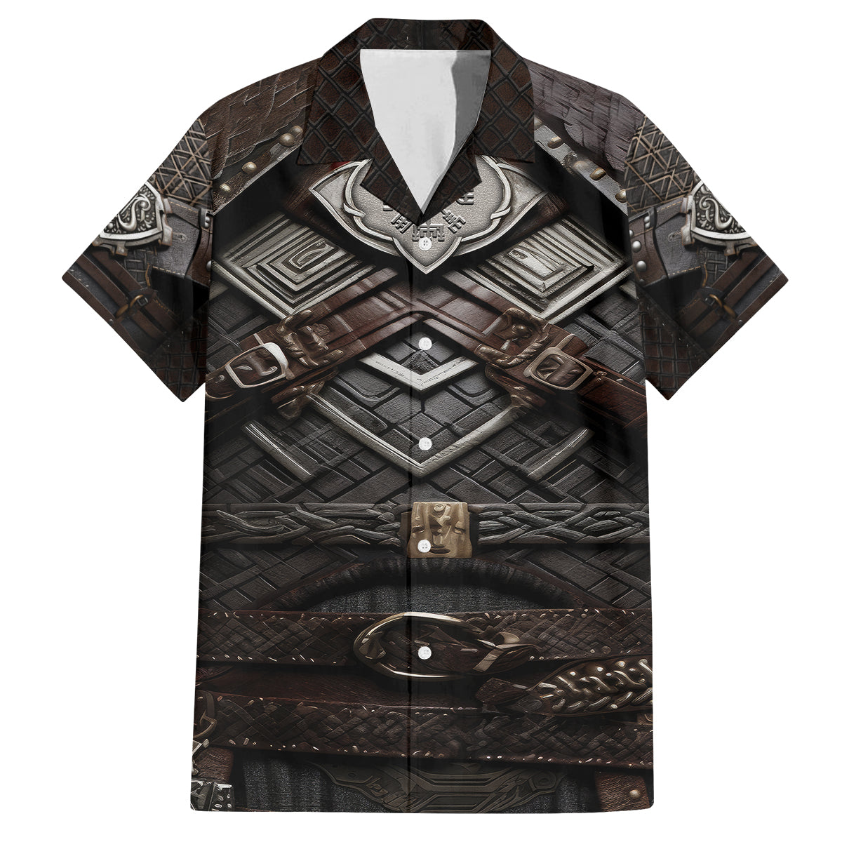 Viking Warrior Armor Family Matching Off Shoulder Maxi Dress and Hawaiian Shirt Fenrir Wolf Symbol - Wonder Print Shop