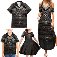 Viking Warrior Armor Family Matching Summer Maxi Dress and Hawaiian Shirt Fenrir Wolf Symbol - Wonder Print Shop