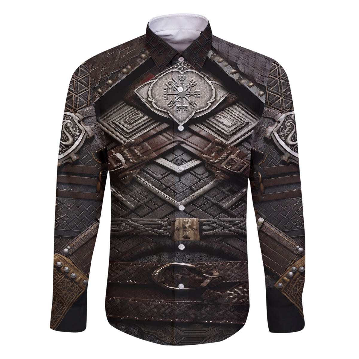 Viking Warrior Armor Family Matching Summer Maxi Dress and Hawaiian Shirt Fenrir Wolf Symbol - Wonder Print Shop