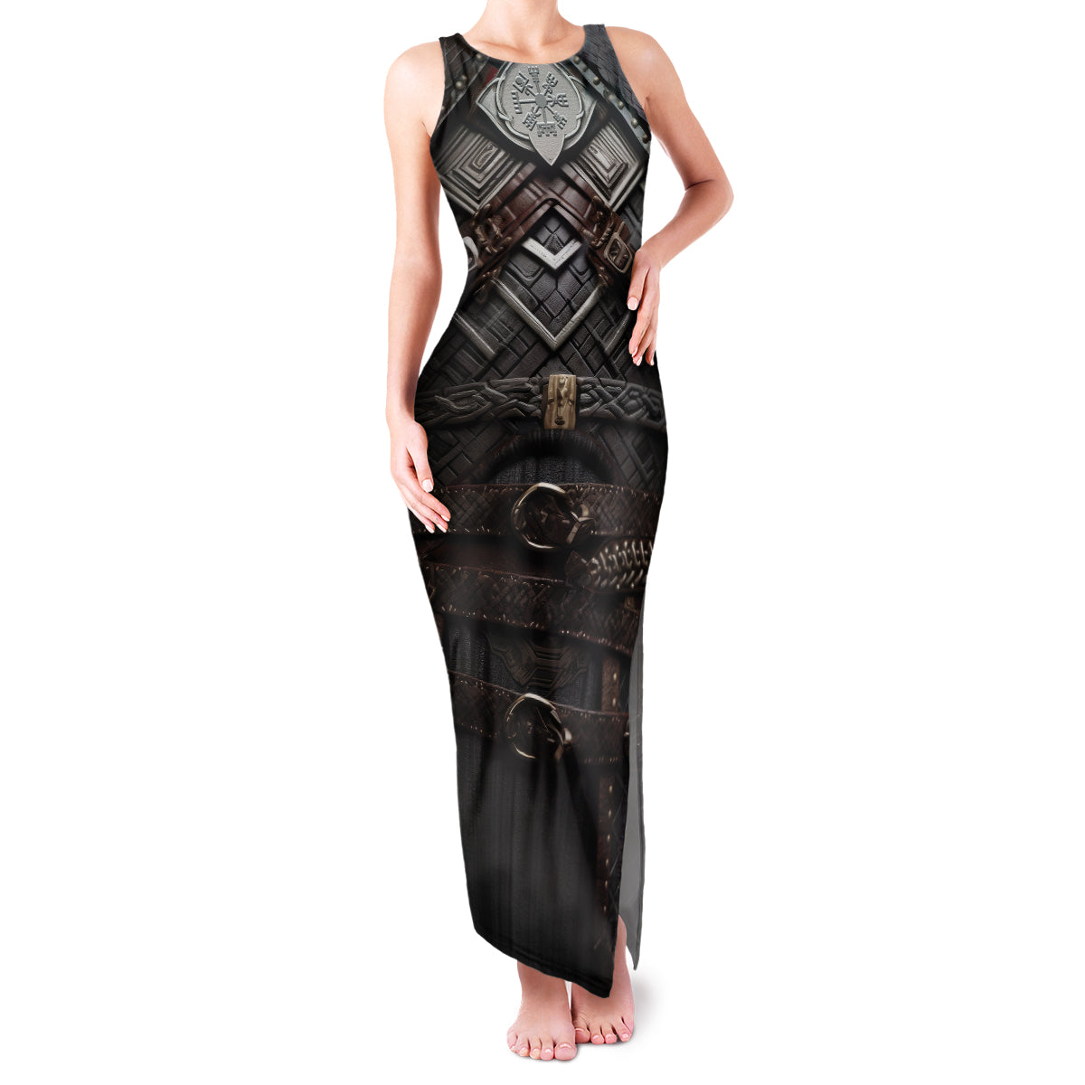 Viking Warrior Armor Family Matching Tank Maxi Dress and Hawaiian Shirt Fenrir Wolf Symbol - Wonder Print Shop