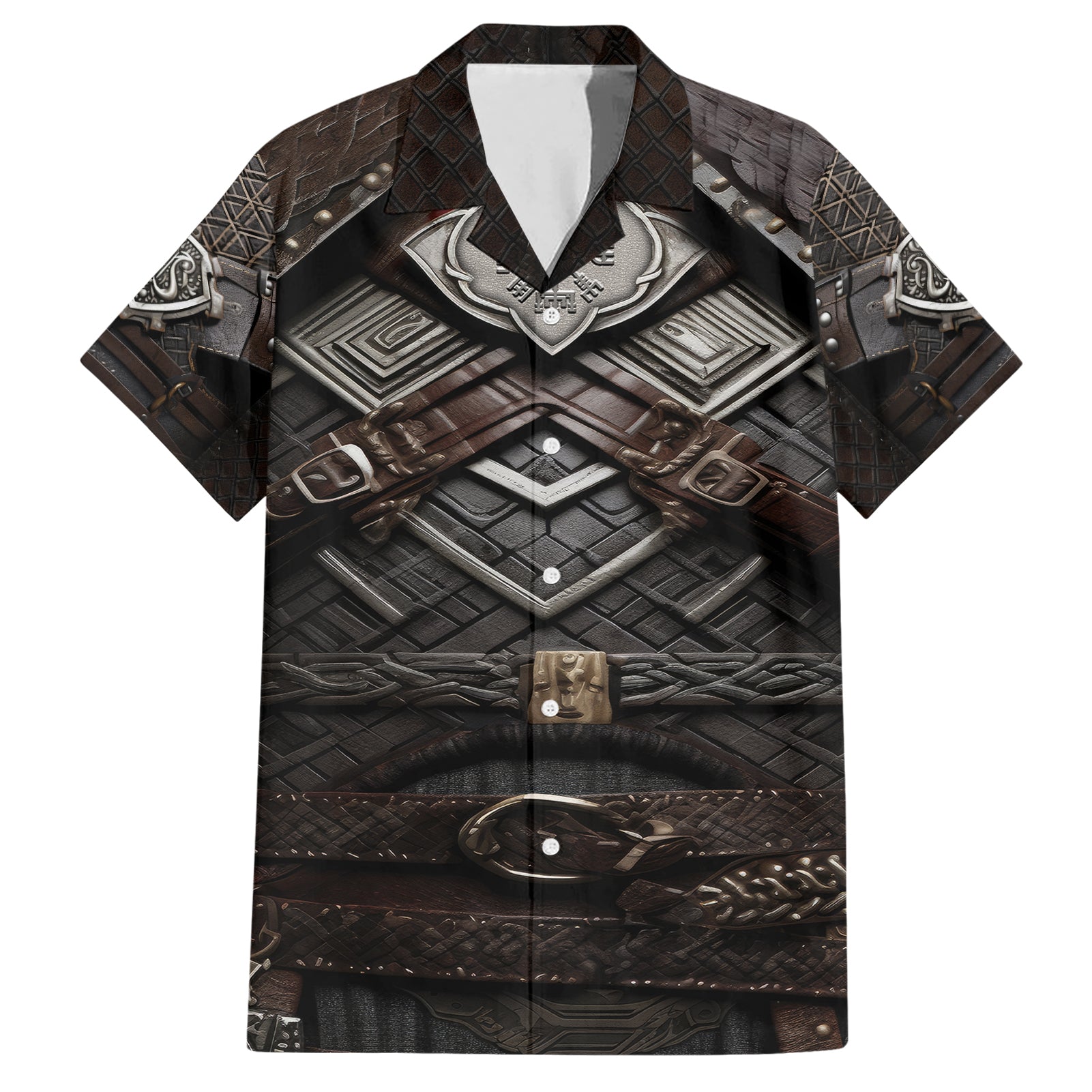 Viking Warrior Armor Hawaiian Shirt Fenrir Wolf Symbol - Wonder Print Shop