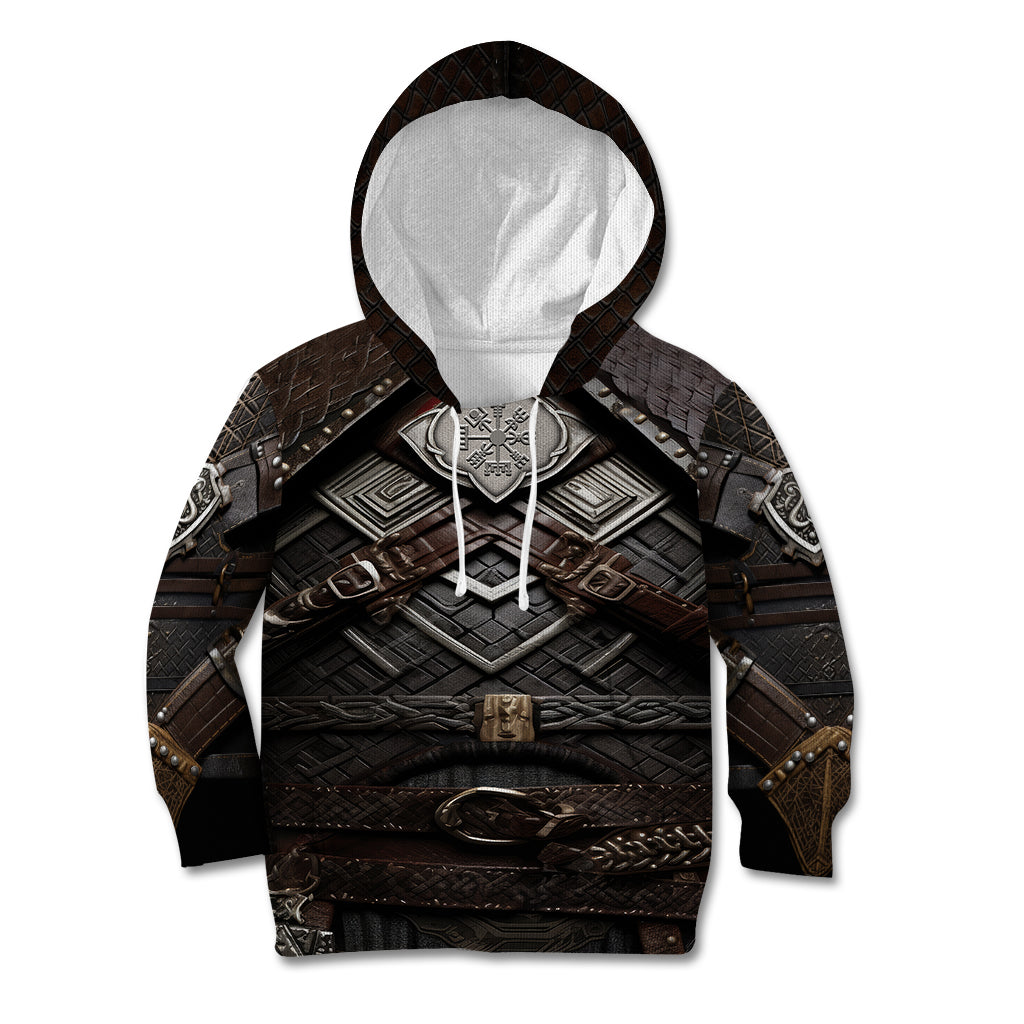 Viking Warrior Armor Kid Hoodie Fenrir Wolf Symbol - Wonder Print Shop