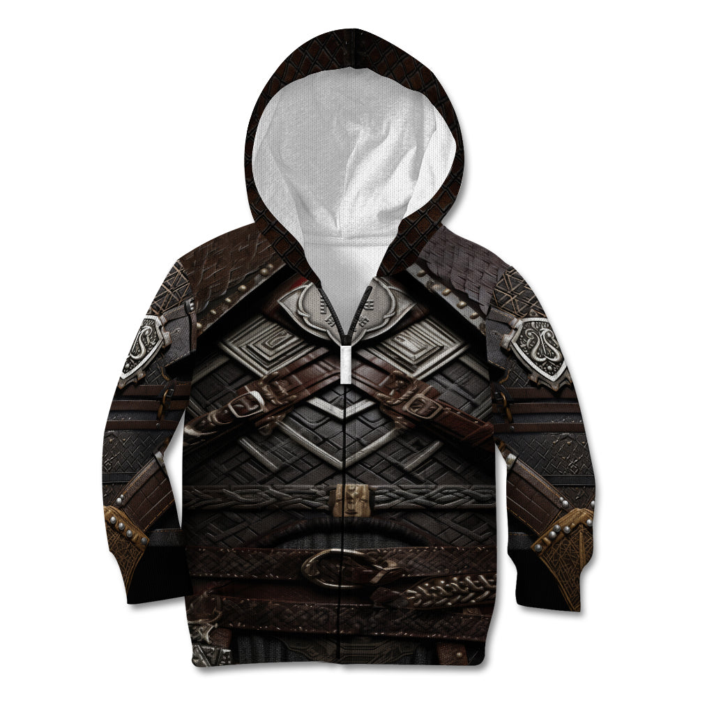 Viking Warrior Armor Kid Hoodie Fenrir Wolf Symbol - Wonder Print Shop