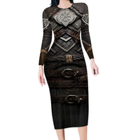 Viking Warrior Armor Long Sleeve Bodycon Dress Fenrir Wolf Symbol - Wonder Print Shop