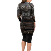 Viking Warrior Armor Long Sleeve Bodycon Dress Fenrir Wolf Symbol - Wonder Print Shop