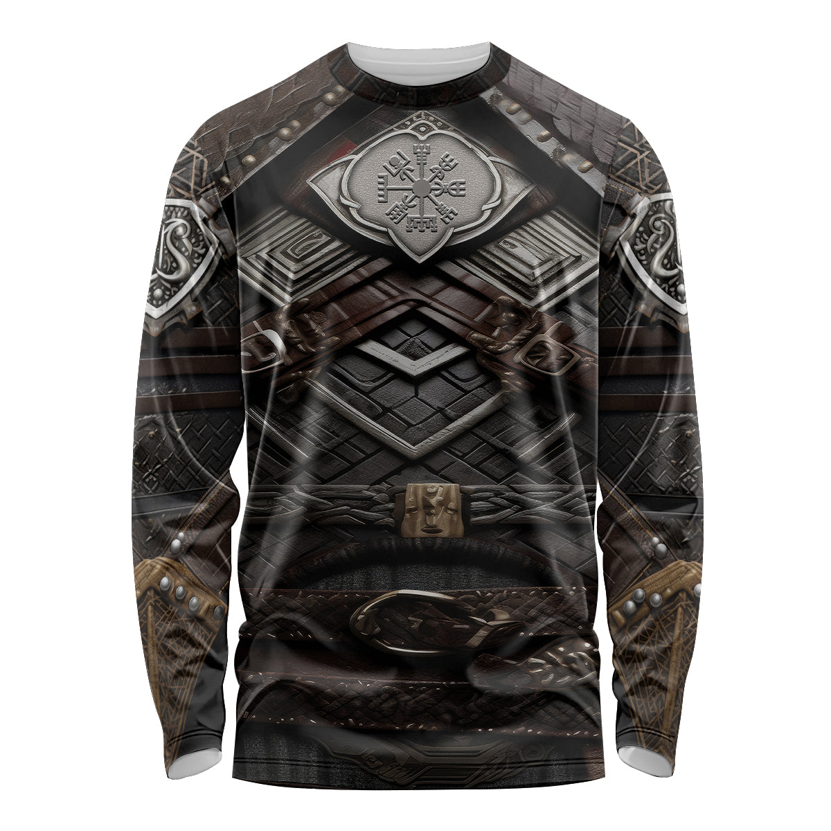 Viking Warrior Armor Long Sleeve Shirt Fenrir Wolf Symbol - Wonder Print Shop