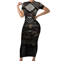 Viking Warrior Armor Short Sleeve Bodycon Dress Fenrir Wolf Symbol - Wonder Print Shop