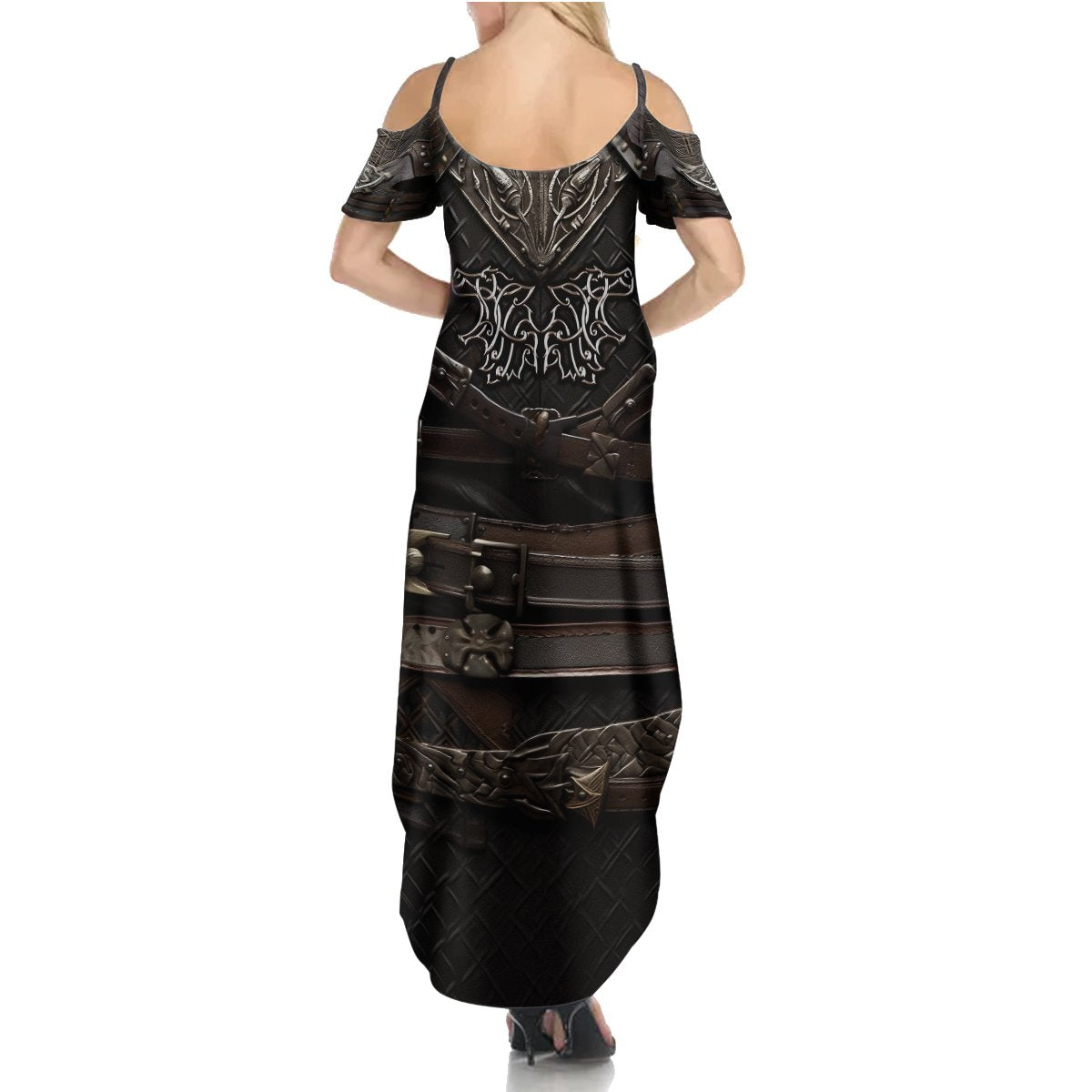 Viking Warrior Armor Summer Maxi Dress Fenrir Wolf Symbol - Wonder Print Shop