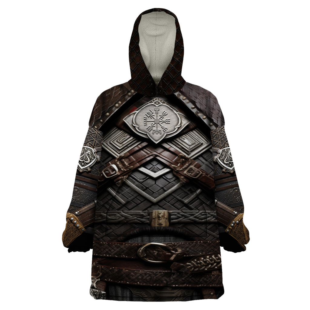 Viking Warrior Armor Wearable Blanket Hoodie Fenrir Wolf Symbol - Wonder Print Shop