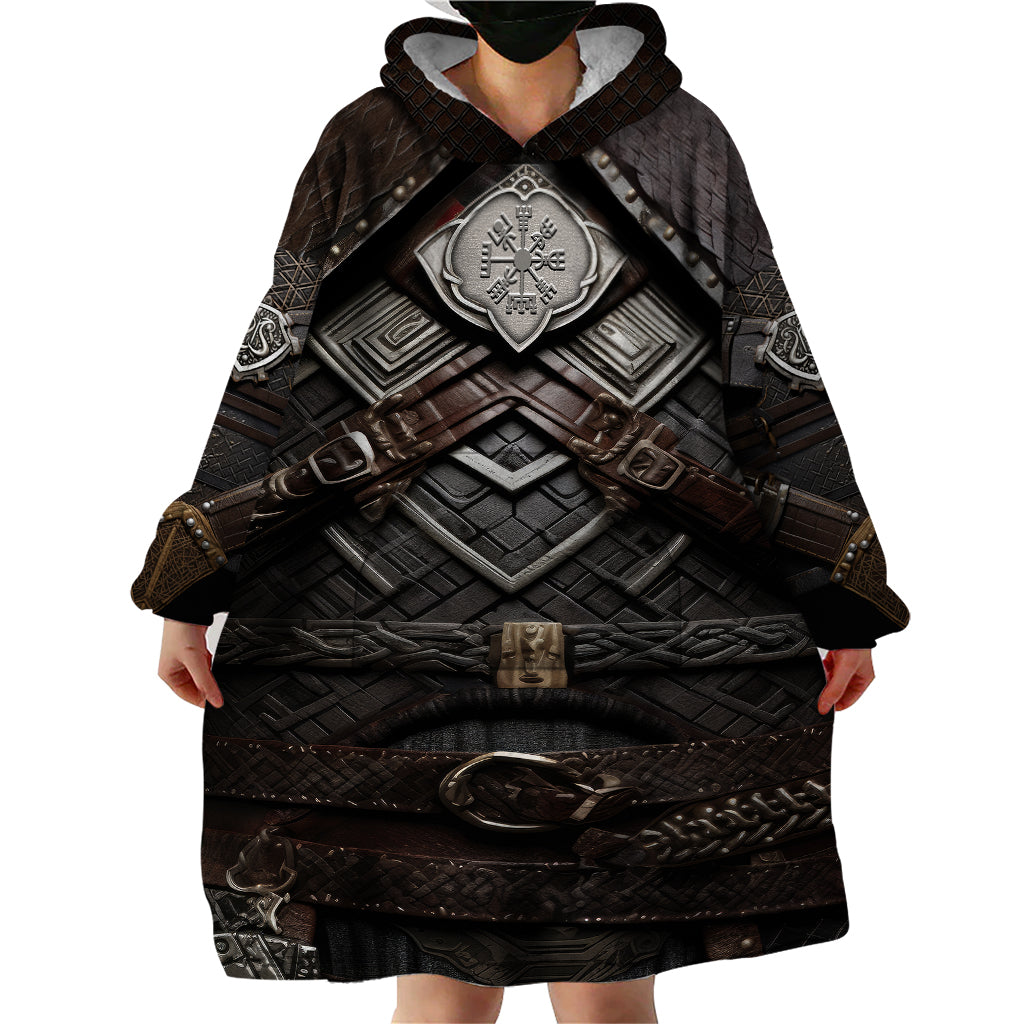Viking Warrior Armor Wearable Blanket Hoodie Fenrir Wolf Symbol - Wonder Print Shop