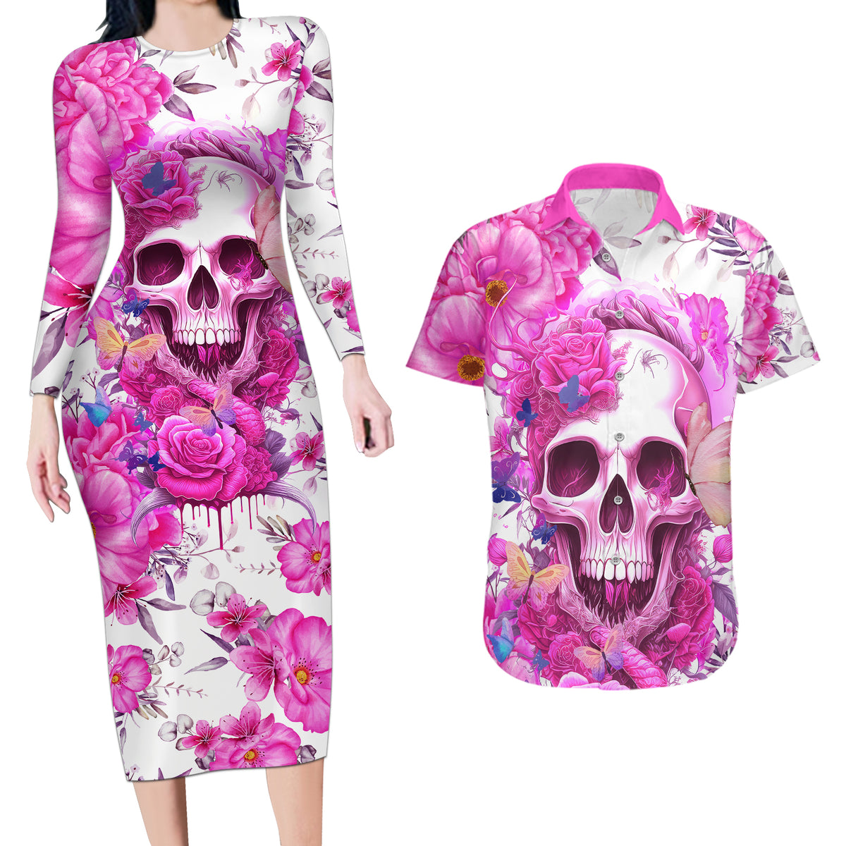 In My Next Life I Want To Be The Karma Fairy Couples Matching Long Sleeve Bodycon Dress and Hawaiian Shirt - Wonder Print Shop