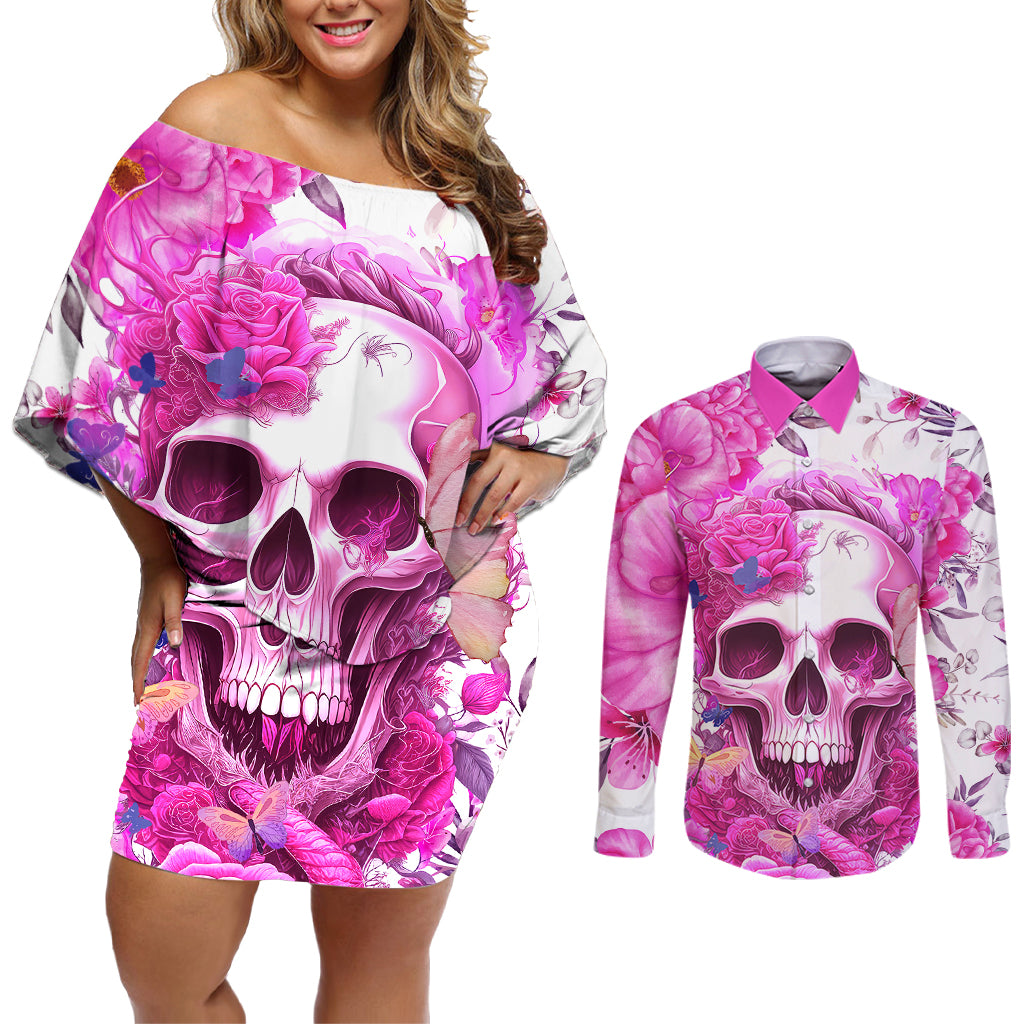 In My Next Life I Want To Be The Karma Fairy Couples Matching Off Shoulder Short Dress and Long Sleeve Button Shirts - Wonder Print Shop