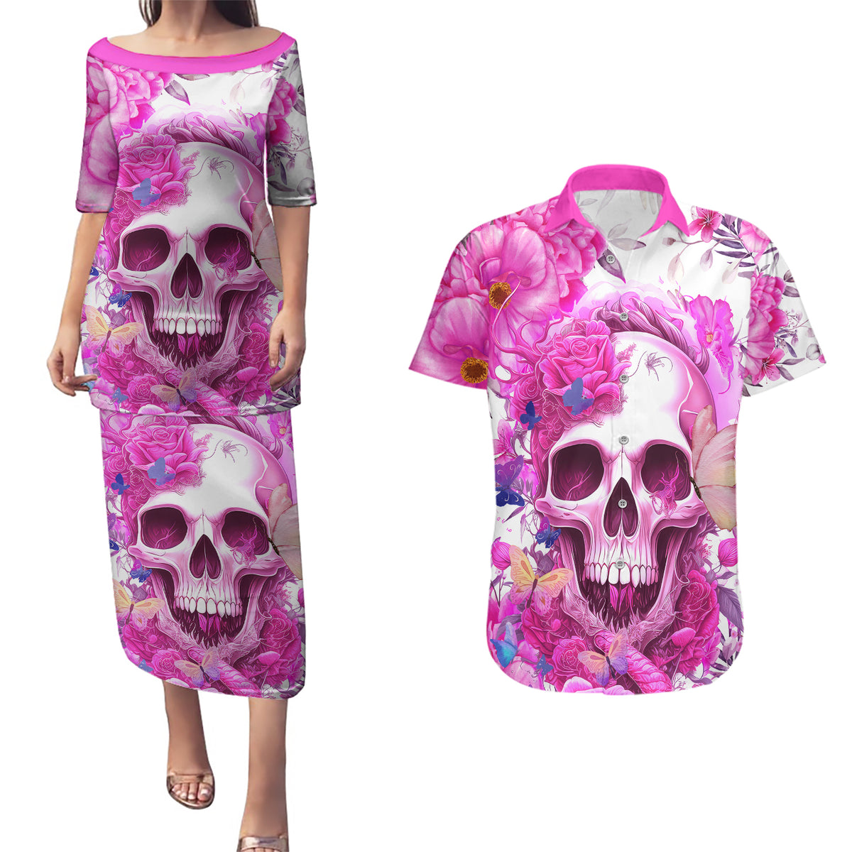 In My Next Life I Want To Be The Karma Fairy Couples Matching Puletasi Dress and Hawaiian Shirt - Wonder Print Shop