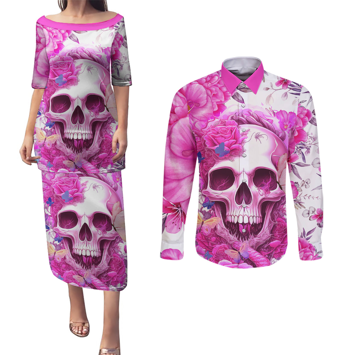 In My Next Life I Want To Be The Karma Fairy Couples Matching Puletasi Dress and Long Sleeve Button Shirts - Wonder Print Shop