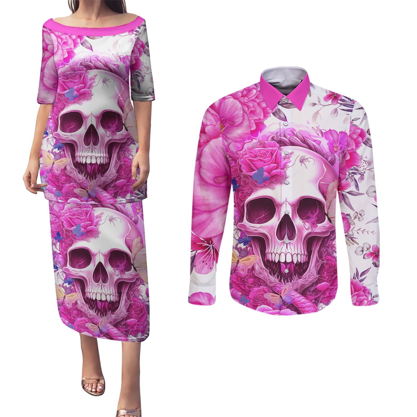 In My Next Life I Want To Be The Karma Fairy Couples Matching Puletasi Dress and Long Sleeve Button Shirts - Wonder Print Shop