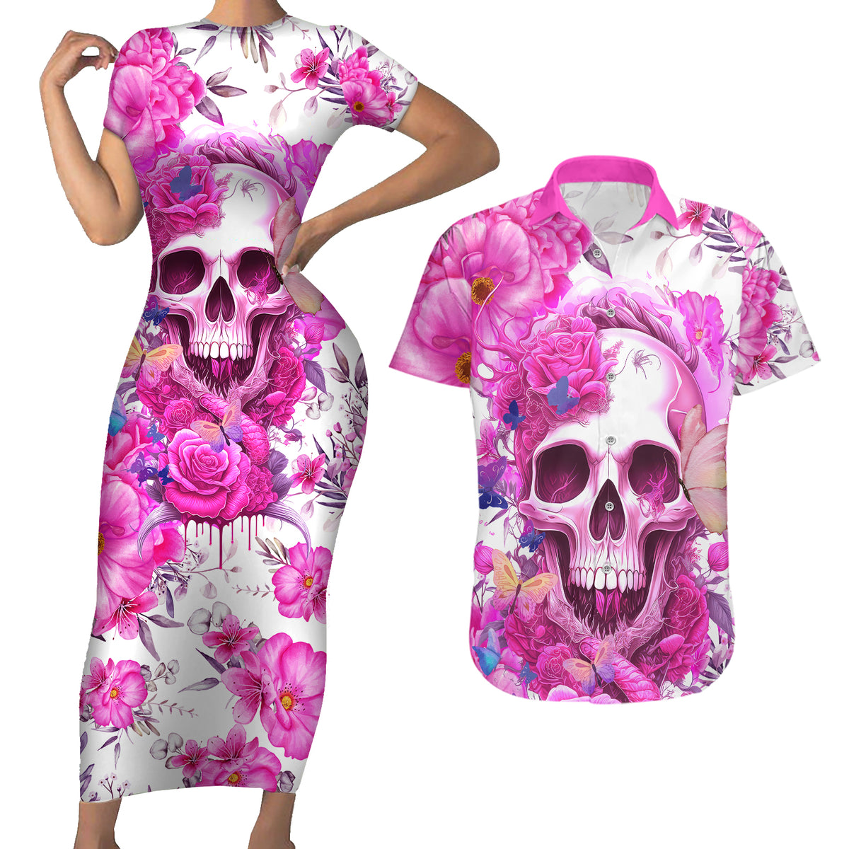 In My Next Life I Want To Be The Karma Fairy Couples Matching Short Sleeve Bodycon Dress and Hawaiian Shirt - Wonder Print Shop