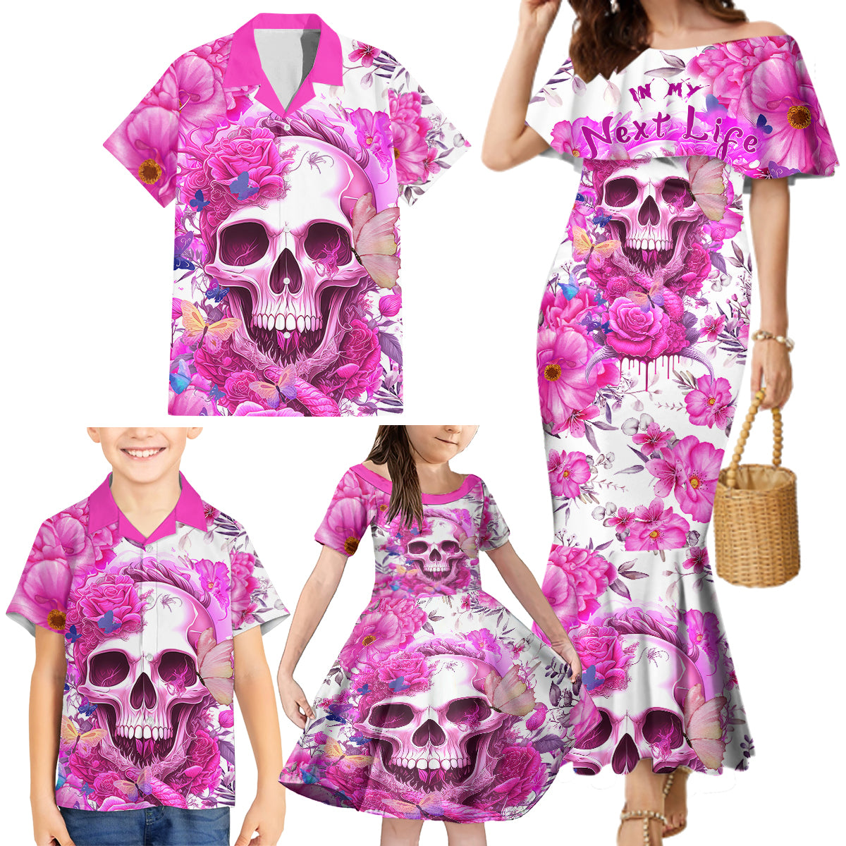 In My Next Life I Want To Be The Karma Fairy Family Matching Mermaid Dress and Hawaiian Shirt - Wonder Print Shop