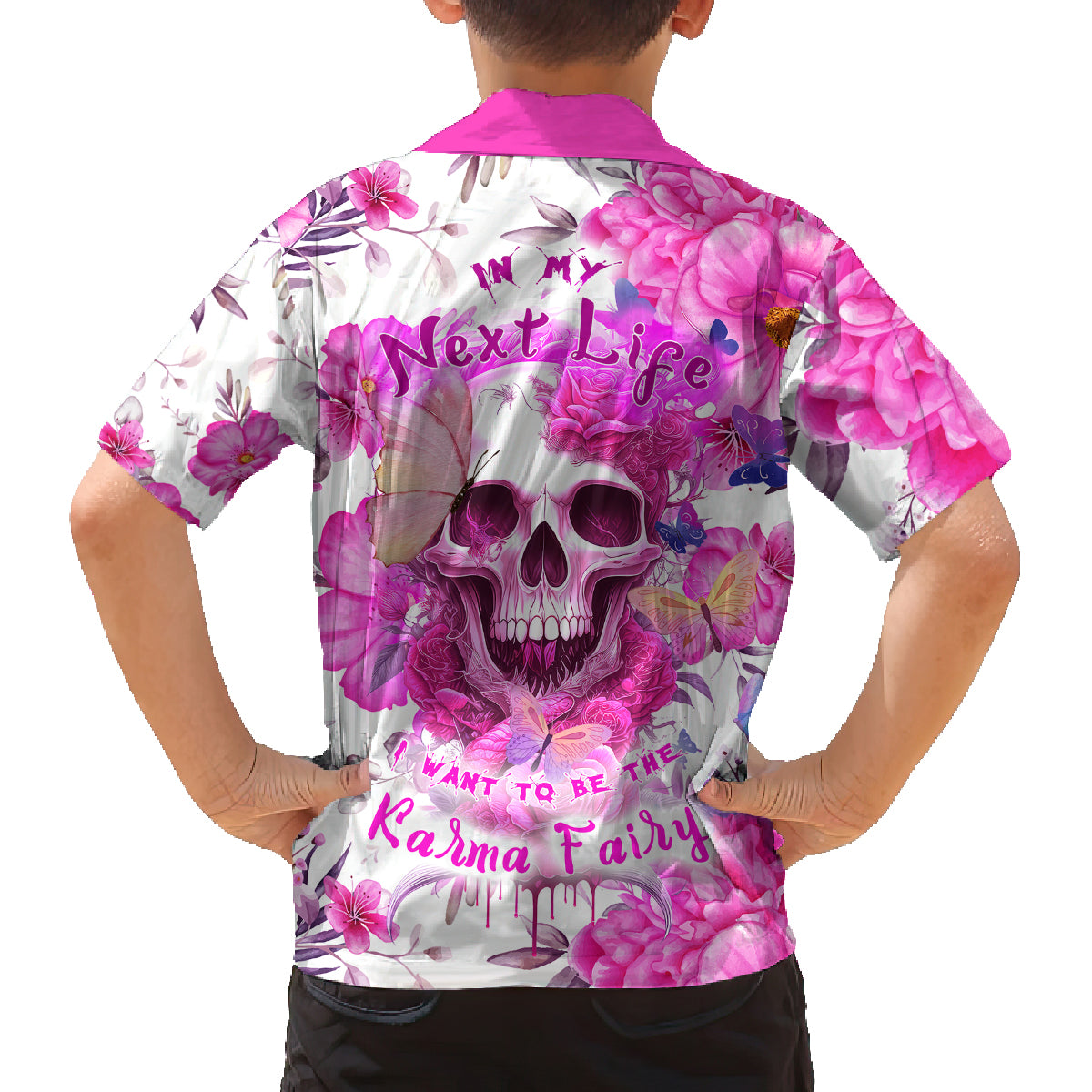 In My Next Life I Want To Be The Karma Fairy Family Matching Off Shoulder Long Sleeve Dress and Hawaiian Shirt - Wonder Print Shop