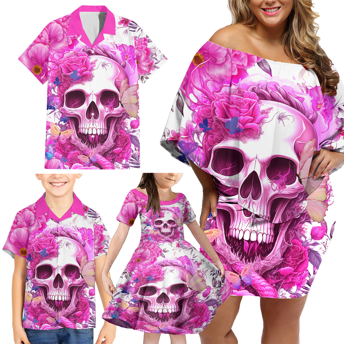 In My Next Life I Want To Be The Karma Fairy Family Matching Off Shoulder Short Dress and Hawaiian Shirt - Wonder Print Shop