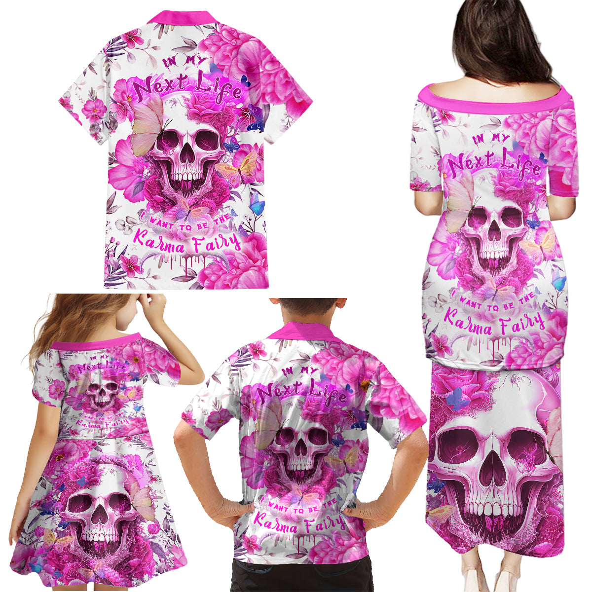 In My Next Life I Want To Be The Karma Fairy Family Matching Puletasi Dress and Hawaiian Shirt - Wonder Print Shop
