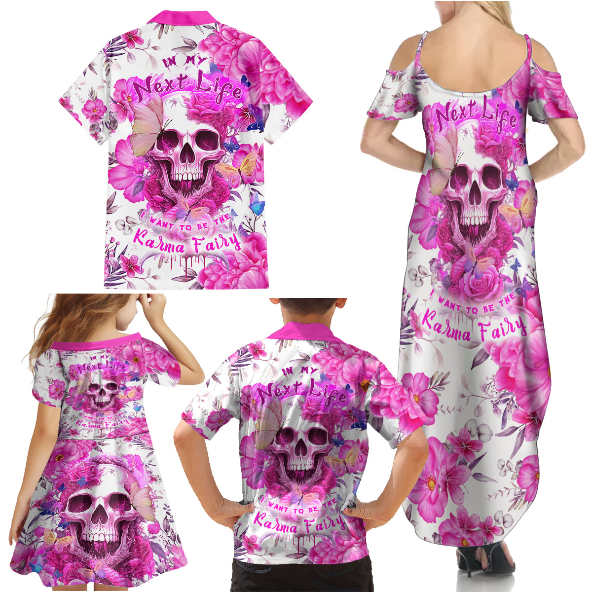 In My Next Life I Want To Be The Karma Fairy Family Matching Summer Maxi Dress and Hawaiian Shirt - Wonder Print Shop