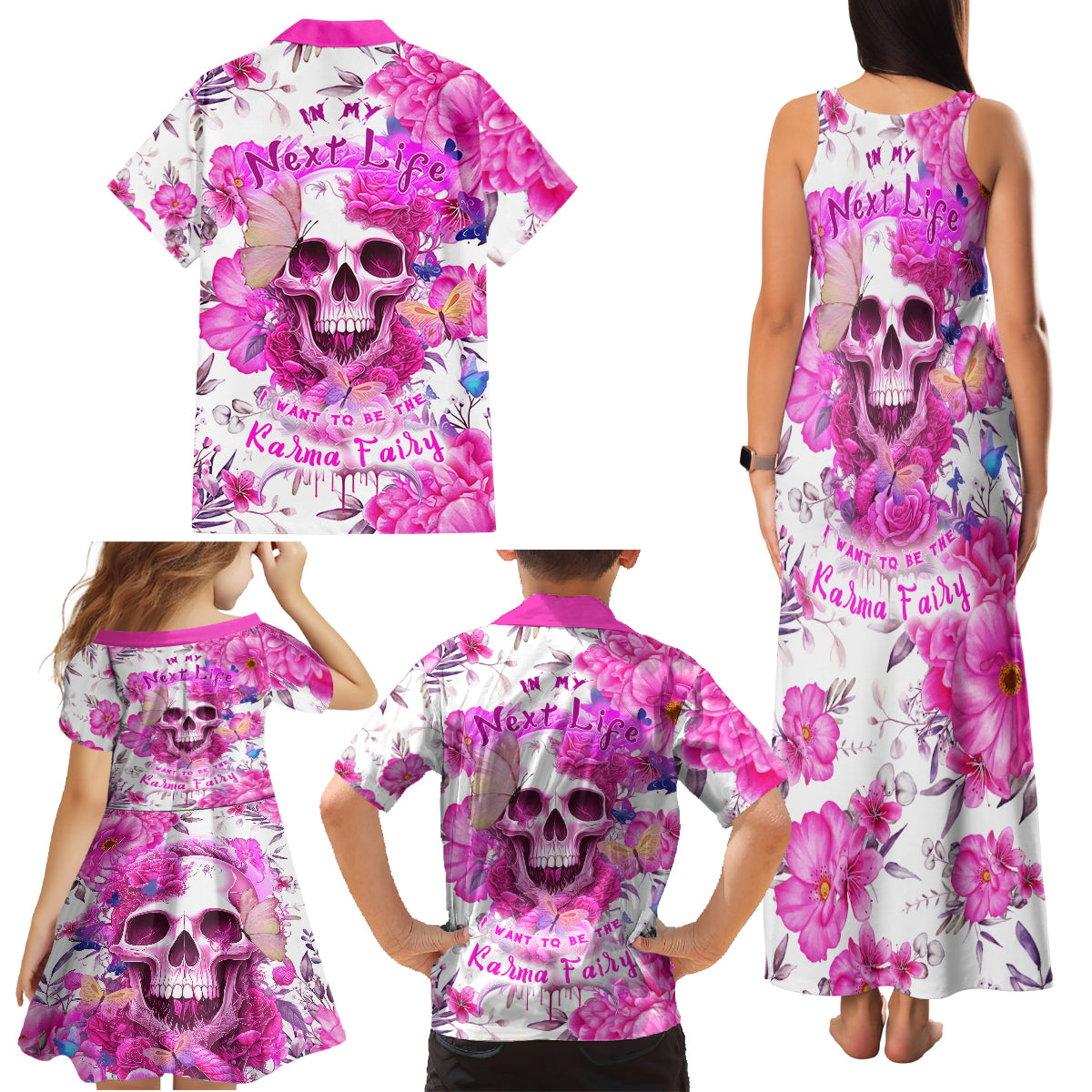 In My Next Life I Want To Be The Karma Fairy Family Matching Tank Maxi Dress and Hawaiian Shirt - Wonder Print Shop