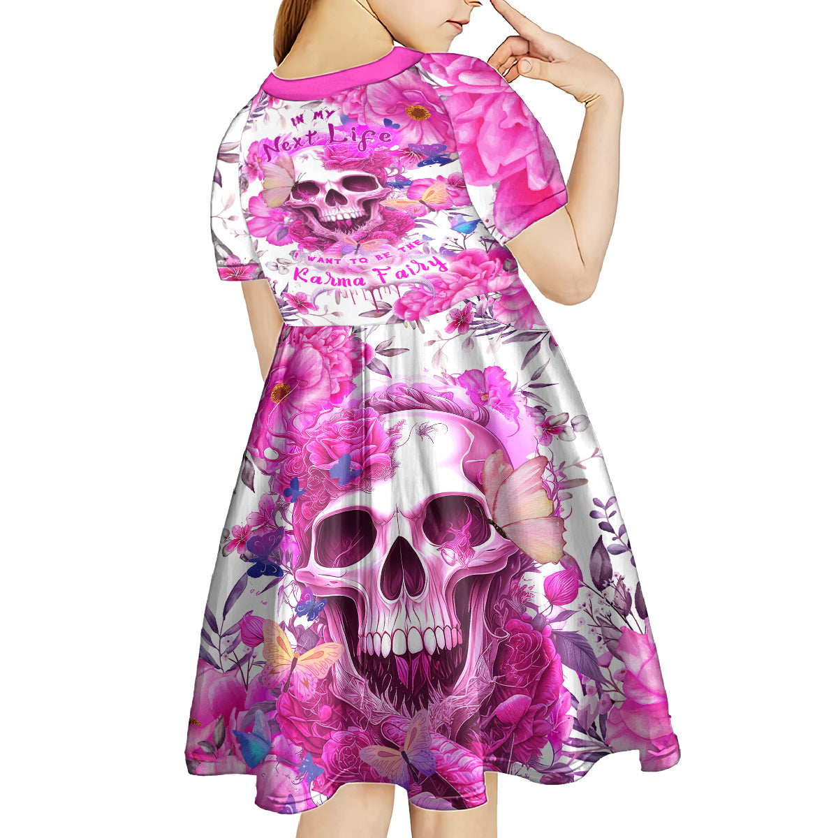 In My Next Life I Want To Be The Karma Fairy Kid Short Sleeve Dress - Wonder Print Shop