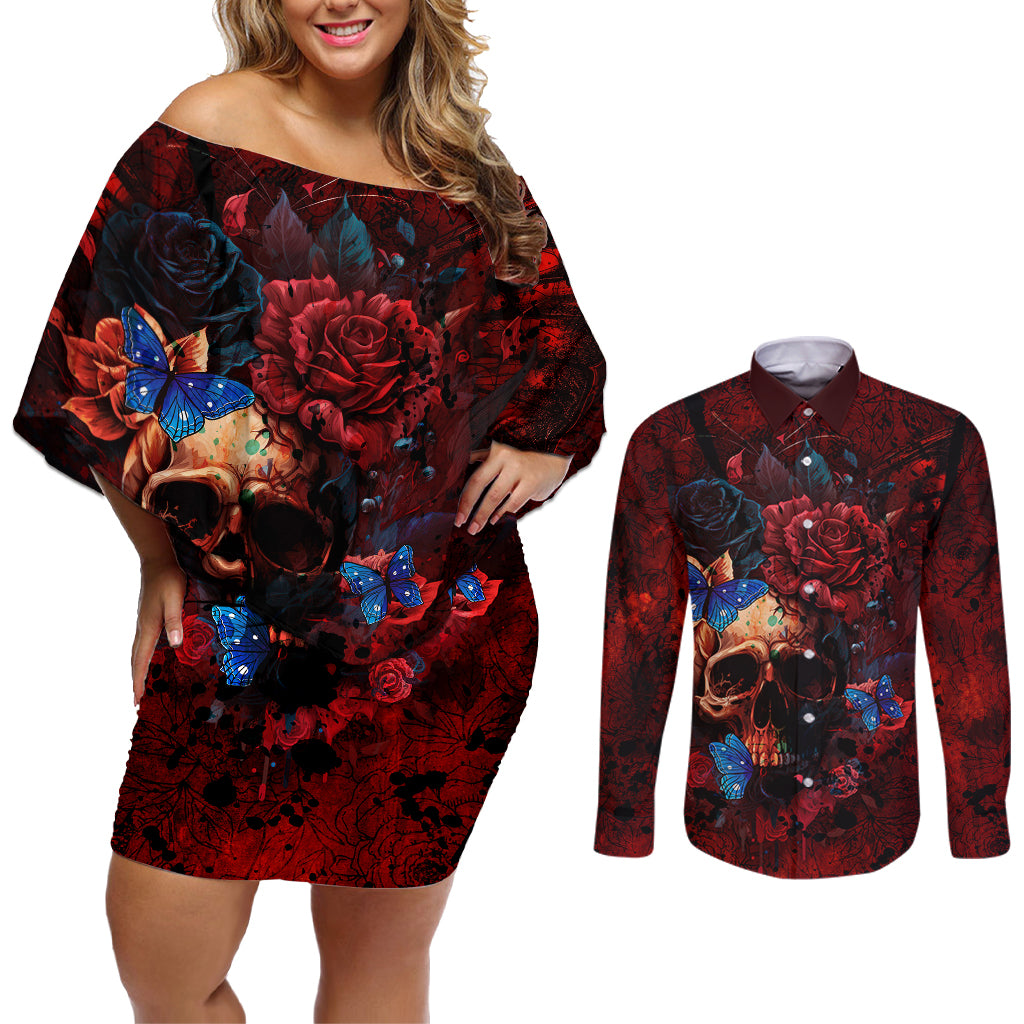 But My Go F Your Self Is Fully Couples Matching Off Shoulder Short Dress and Long Sleeve Button Shirts - Wonder Print Shop