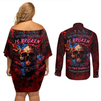 But My Go F Your Self Is Fully Couples Matching Off Shoulder Short Dress and Long Sleeve Button Shirts - Wonder Print Shop