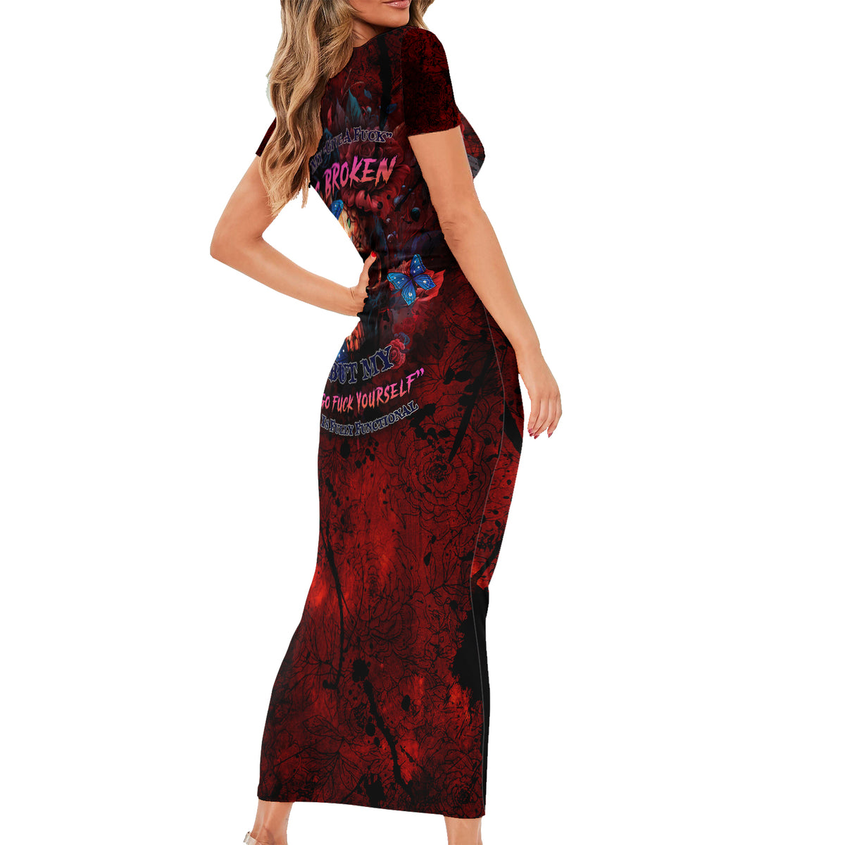 But My Go F Your Self Is Fully Short Sleeve Bodycon Dress - Wonder Print Shop