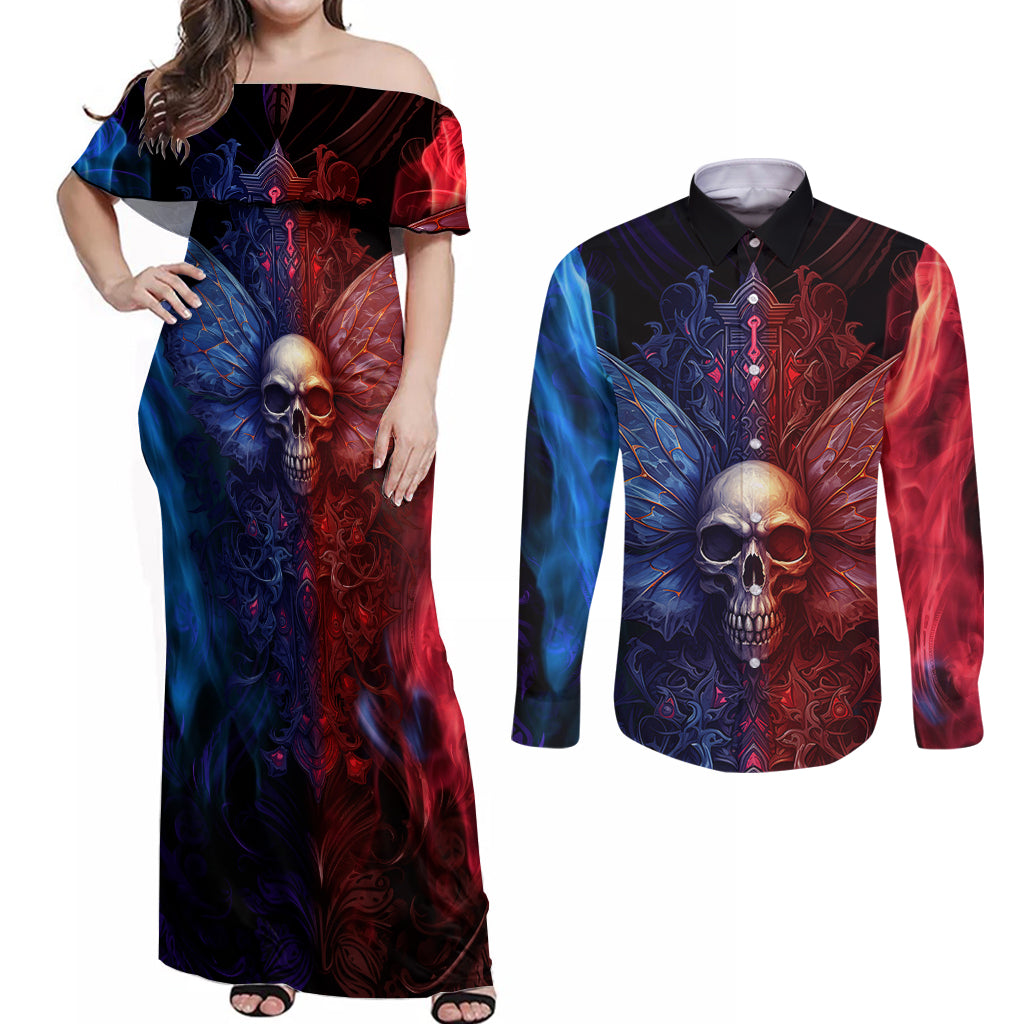 I am Who I Am Your Approval Isn't Needed Couples Matching Off Shoulder Maxi Dress and Long Sleeve Button Shirts - Wonder Print Shop