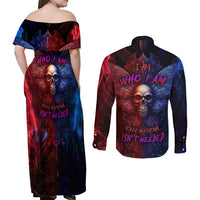 I am Who I Am Your Approval Isn't Needed Couples Matching Off Shoulder Maxi Dress and Long Sleeve Button Shirts - Wonder Print Shop