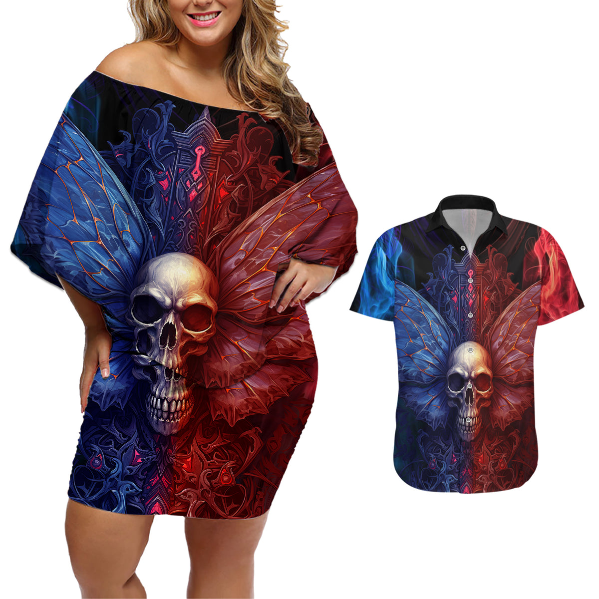 I am Who I Am Your Approval Isn't Needed Couples Matching Off Shoulder Short Dress and Hawaiian Shirt - Wonder Print Shop