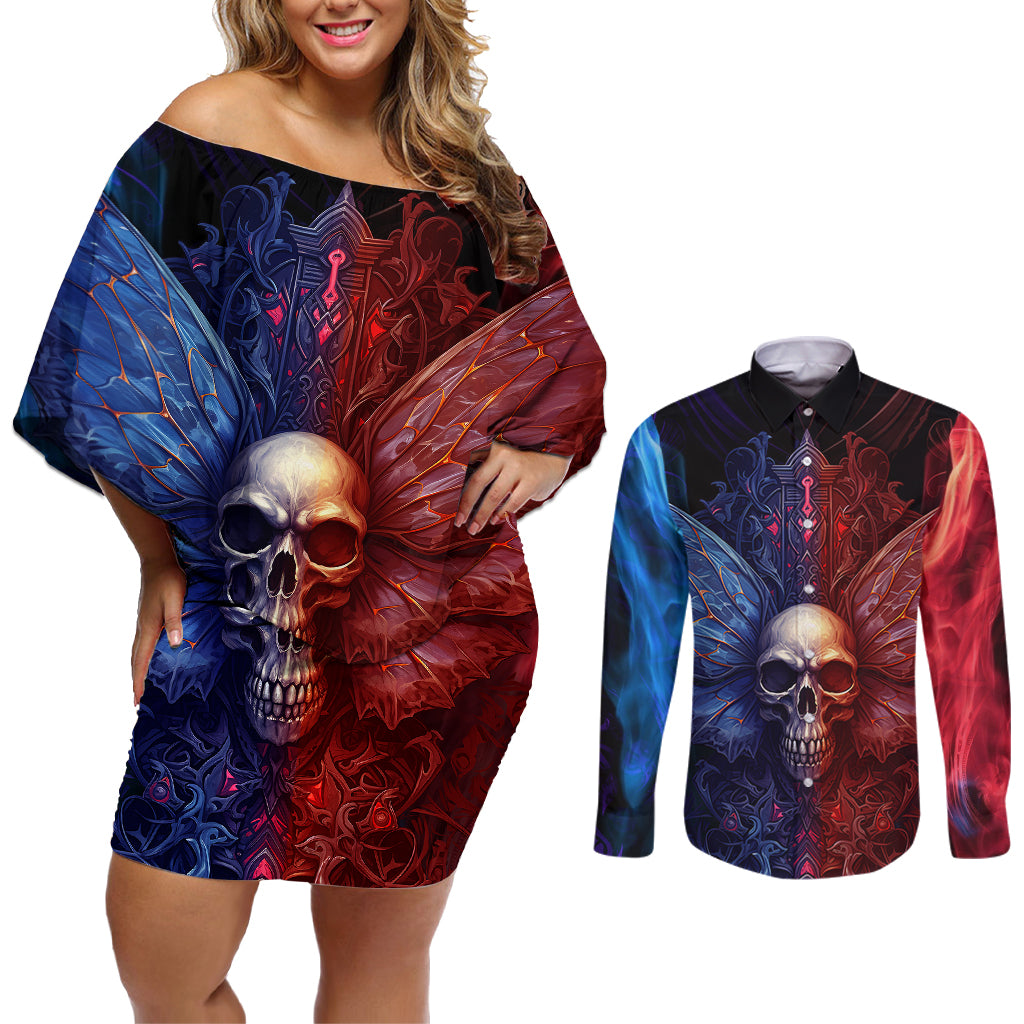 I am Who I Am Your Approval Isn't Needed Couples Matching Off Shoulder Short Dress and Long Sleeve Button Shirts - Wonder Print Shop