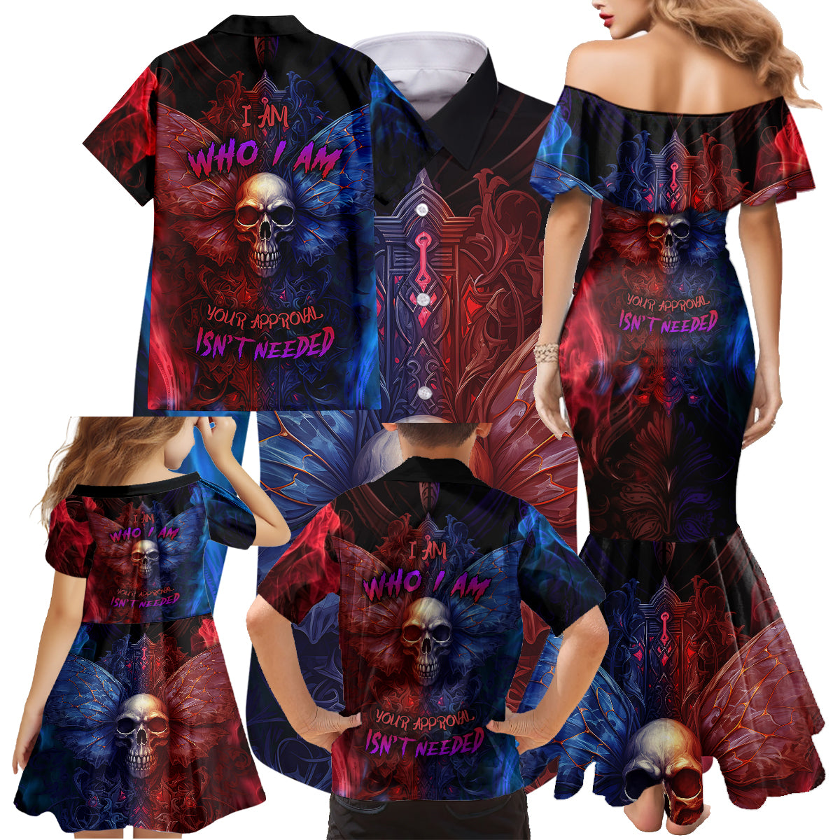 I am Who I Am Your Approval Isn't Needed Family Matching Mermaid Dress and Hawaiian Shirt - Wonder Print Shop