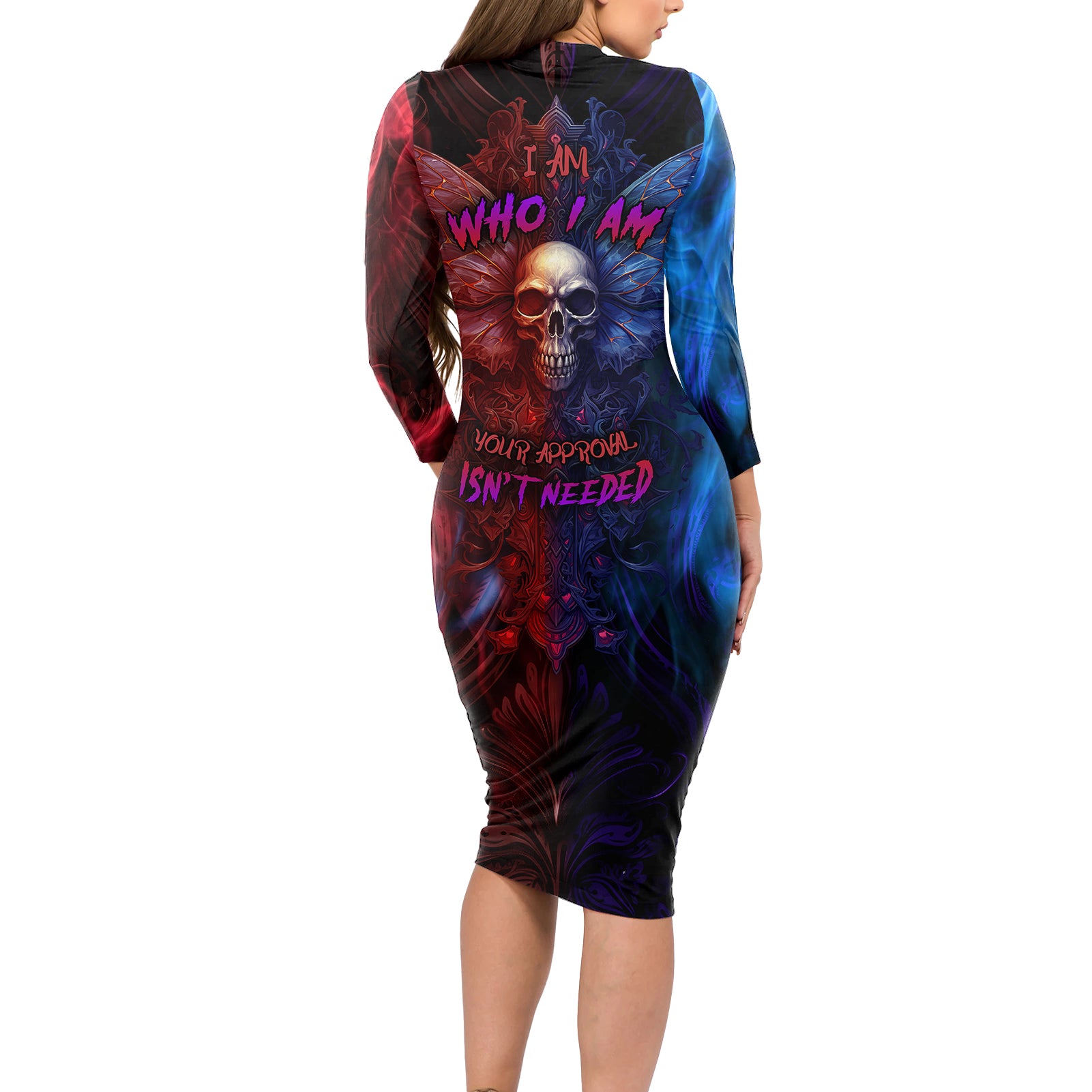 I am Who I Am Your Approval Isn't Needed Long Sleeve Bodycon Dress - Wonder Print Shop