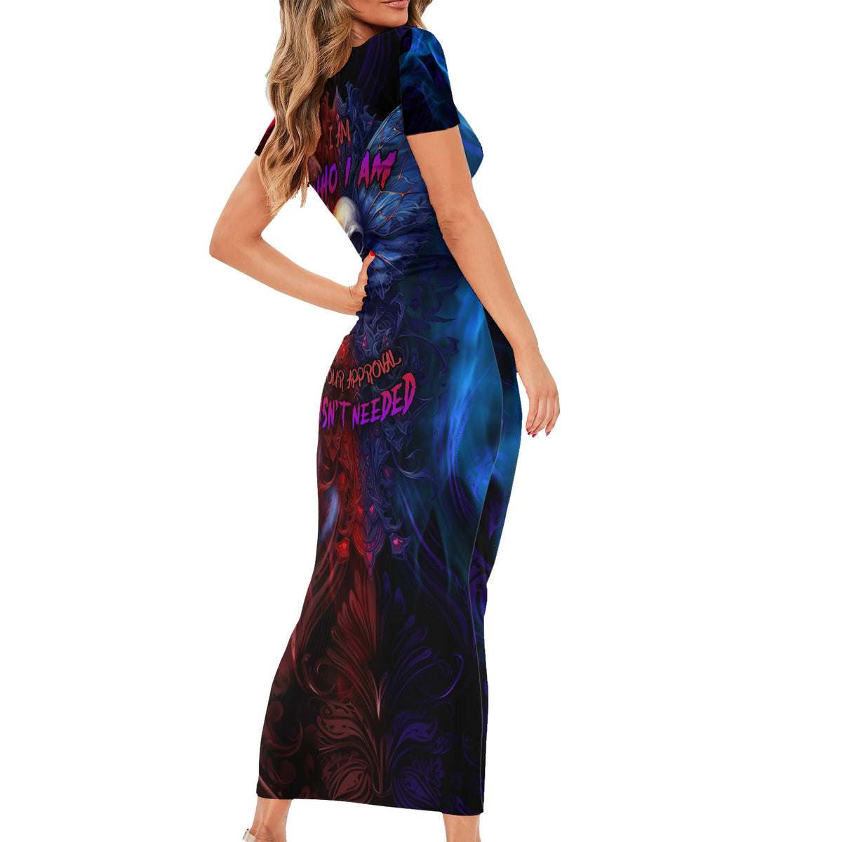 I am Who I Am Your Approval Isn't Needed Short Sleeve Bodycon Dress - Wonder Print Shop