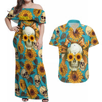 She Is Sunshine Mixed With A Little Hurricane Couples Matching Off Shoulder Maxi Dress and Hawaiian Shirt - Wonder Print Shop