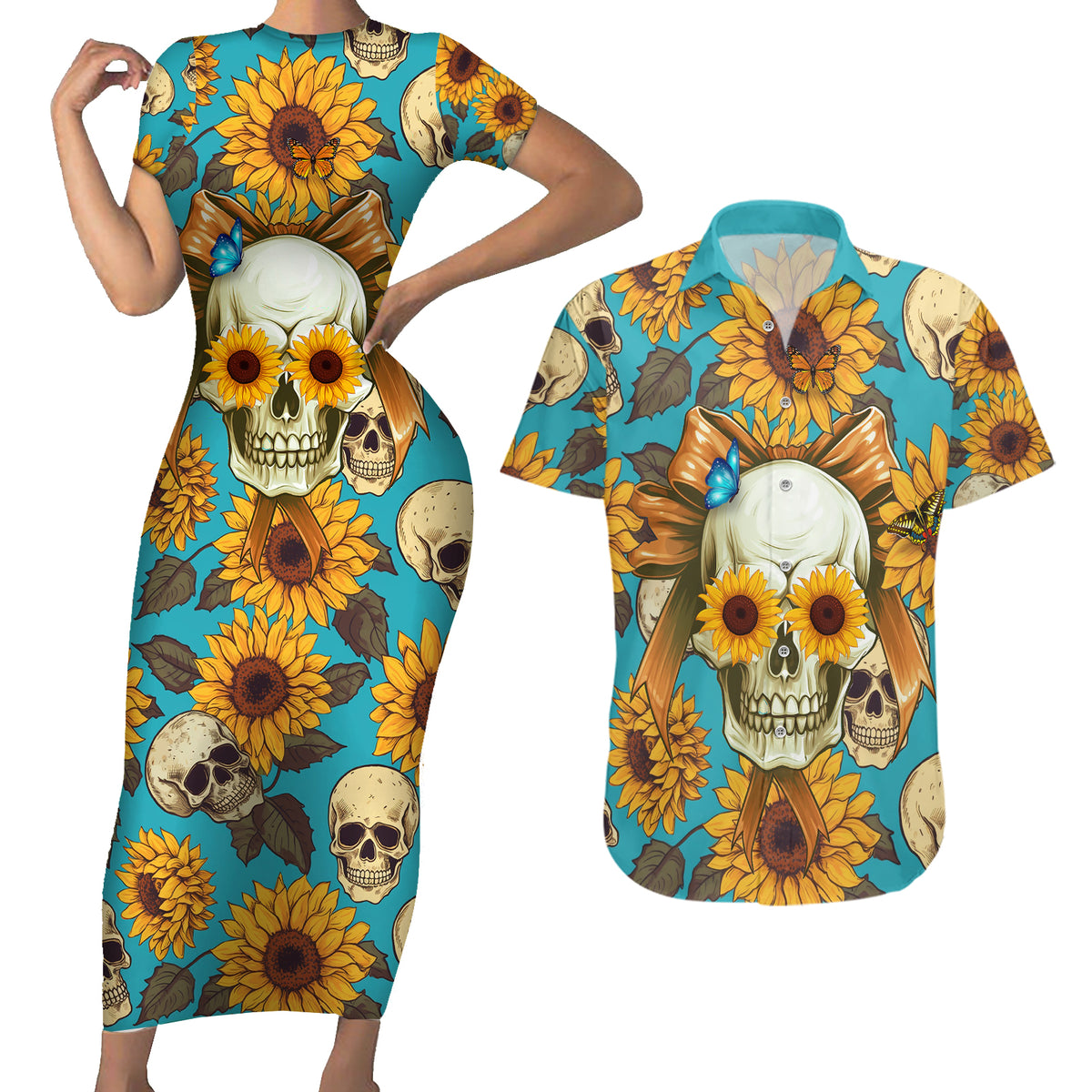 She Is Sunshine Mixed With A Little Hurricane Couples Matching Short Sleeve Bodycon Dress and Hawaiian Shirt - Wonder Print Shop