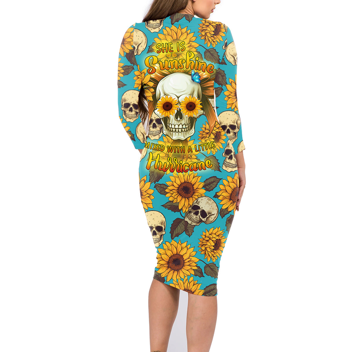 She Is Sunshine Mixed With A Little Hurricane Family Matching Long Sleeve Bodycon Dress and Hawaiian Shirt - Wonder Print Shop