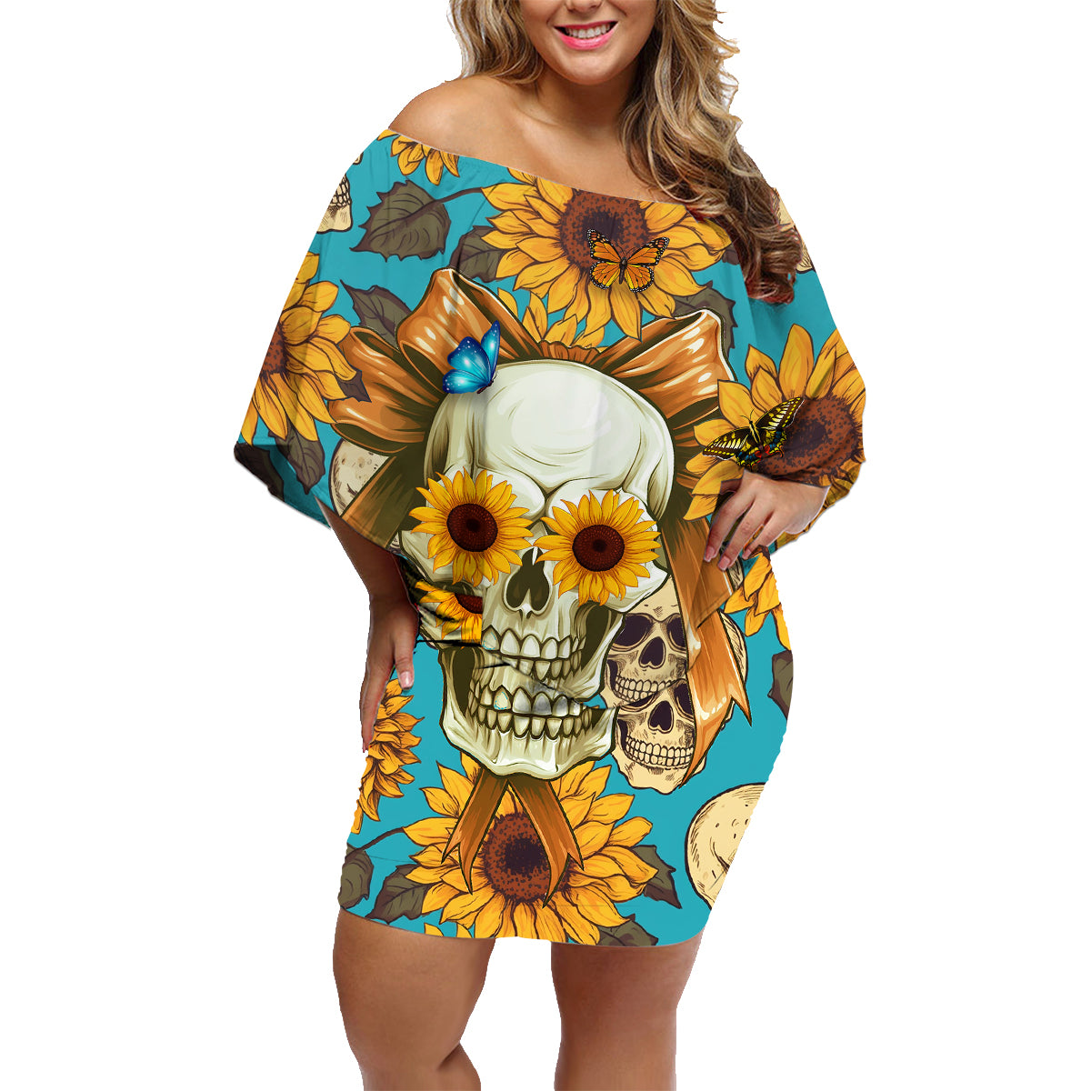 She Is Sunshine Mixed With A Little Hurricane Family Matching Off Shoulder Short Dress and Hawaiian Shirt - Wonder Print Shop