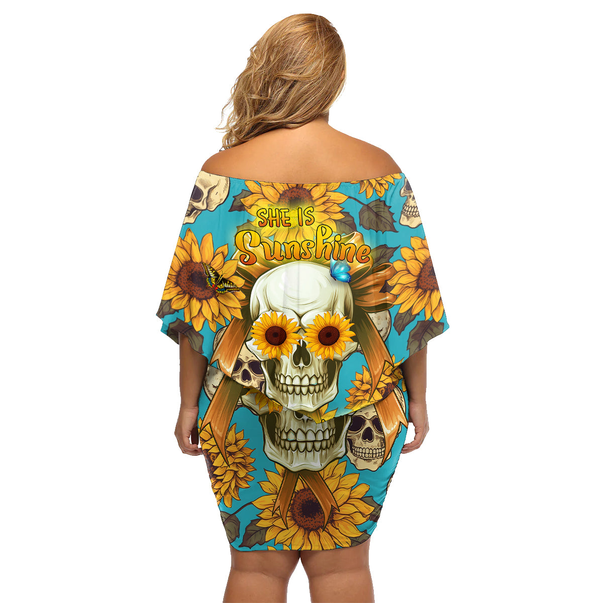 She Is Sunshine Mixed With A Little Hurricane Family Matching Off Shoulder Short Dress and Hawaiian Shirt - Wonder Print Shop