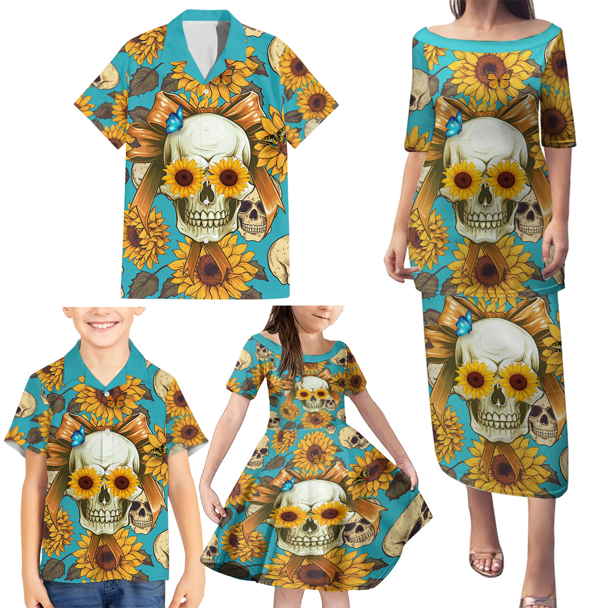She Is Sunshine Mixed With A Little Hurricane Family Matching Puletasi Dress and Hawaiian Shirt - Wonder Print Shop