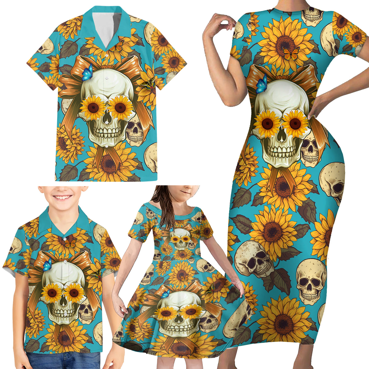 She Is Sunshine Mixed With A Little Hurricane Family Matching Short Sleeve Bodycon Dress and Hawaiian Shirt - Wonder Print Shop