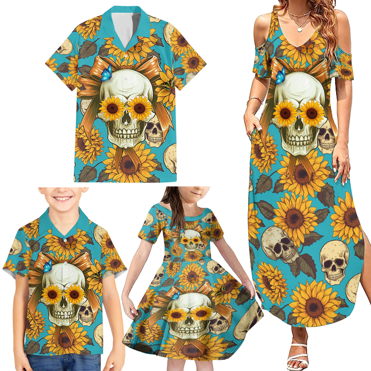 She Is Sunshine Mixed With A Little Hurricane Family Matching Summer Maxi Dress and Hawaiian Shirt - Wonder Print Shop