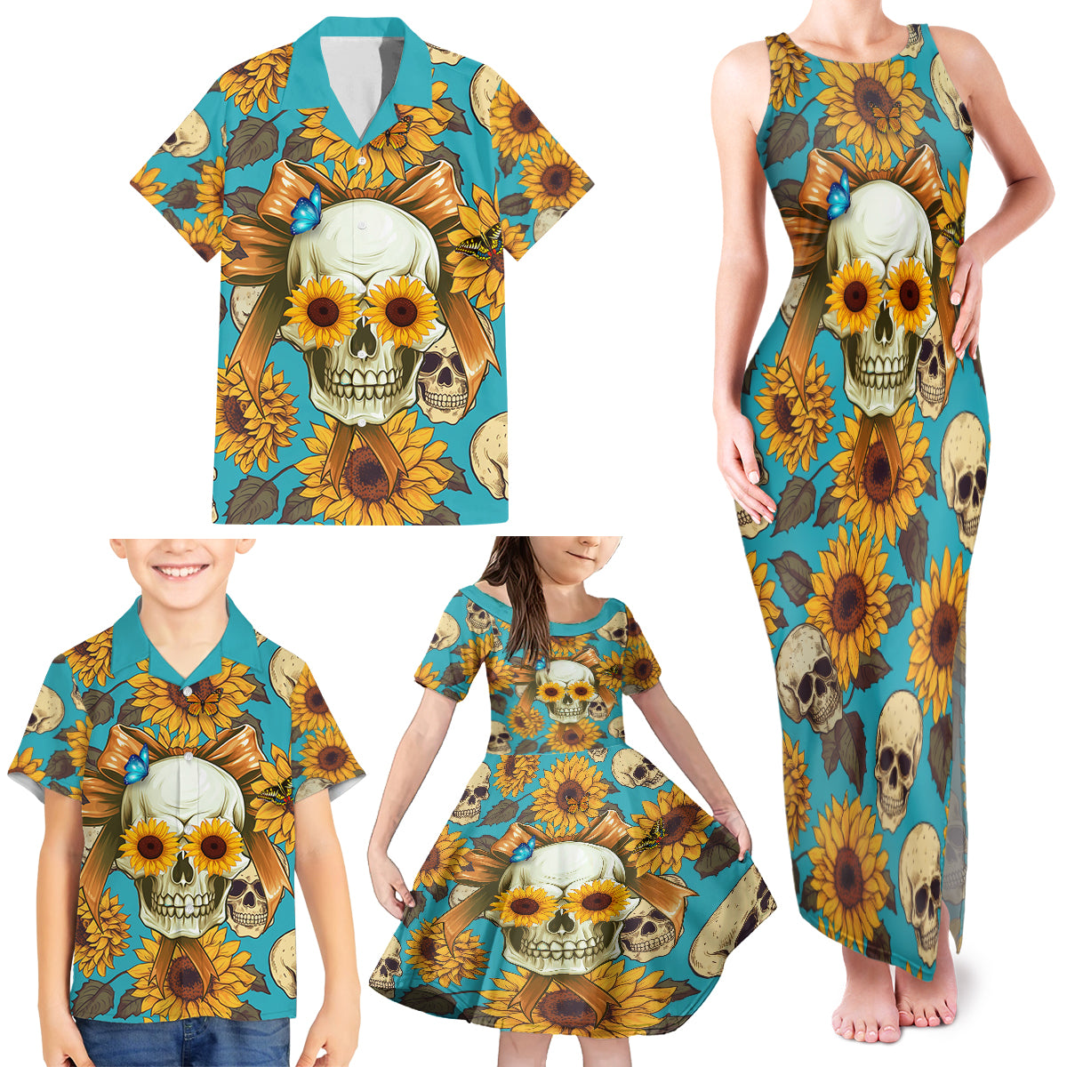 She Is Sunshine Mixed With A Little Hurricane Family Matching Tank Maxi Dress and Hawaiian Shirt - Wonder Print Shop