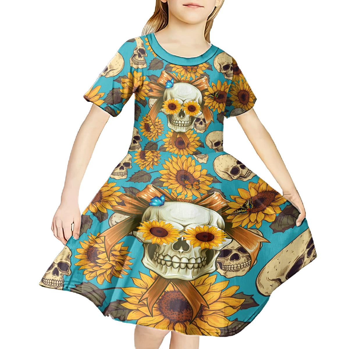 She Is Sunshine Mixed With A Little Hurricane Kid Short Sleeve Dress - Wonder Print Shop