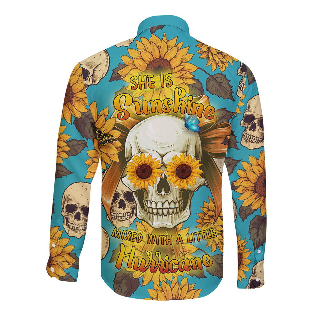 She Is Sunshine Mixed With A Little Hurricane Long Sleeve Button Shirt - Wonder Print Shop