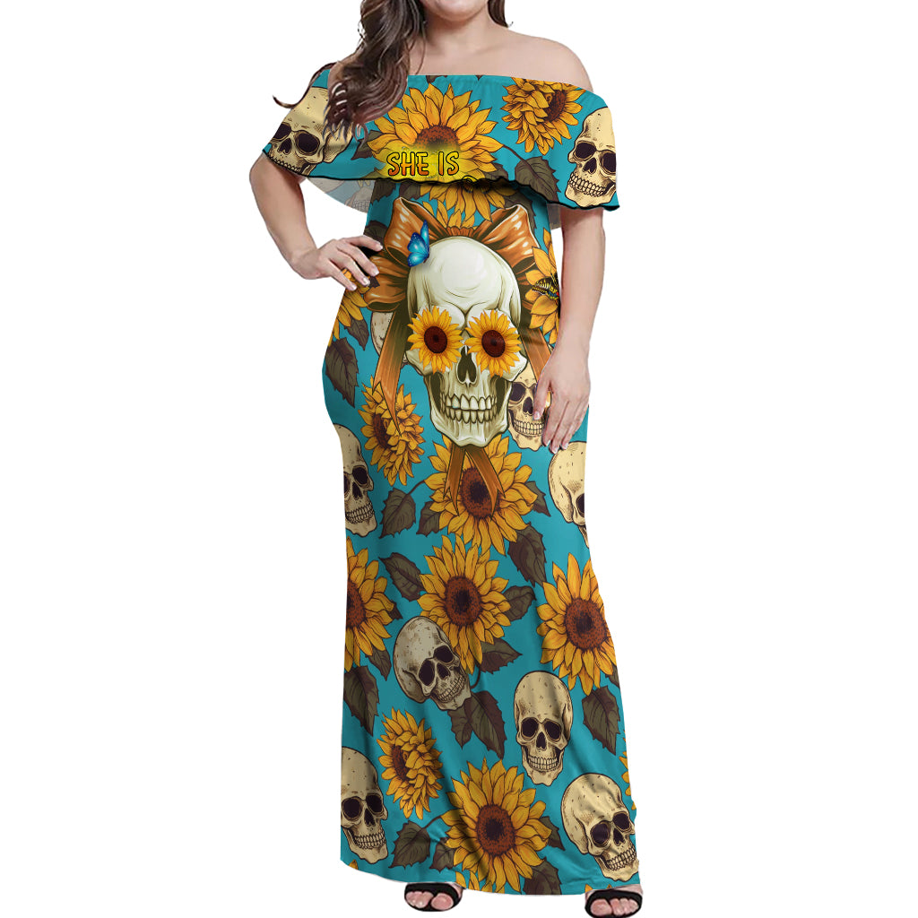 She Is Sunshine Mixed With A Little Hurricane Off Shoulder Maxi Dress - Wonder Print Shop